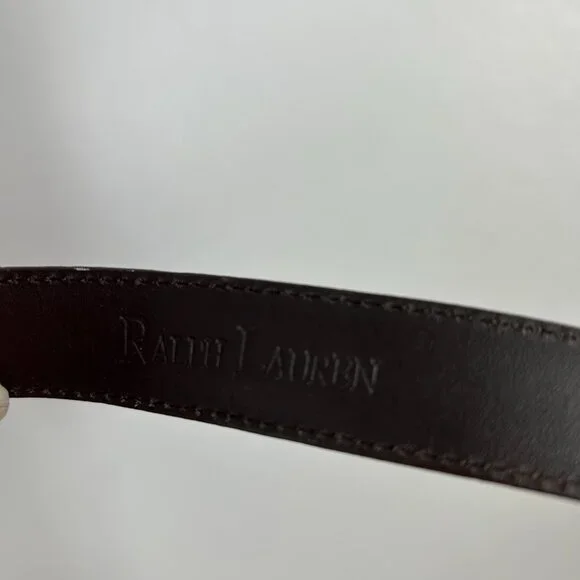 Vtg Ralph Lauren Belt Womens M Brown Leather Made In Argentina Skinny - Picture 11 of 11